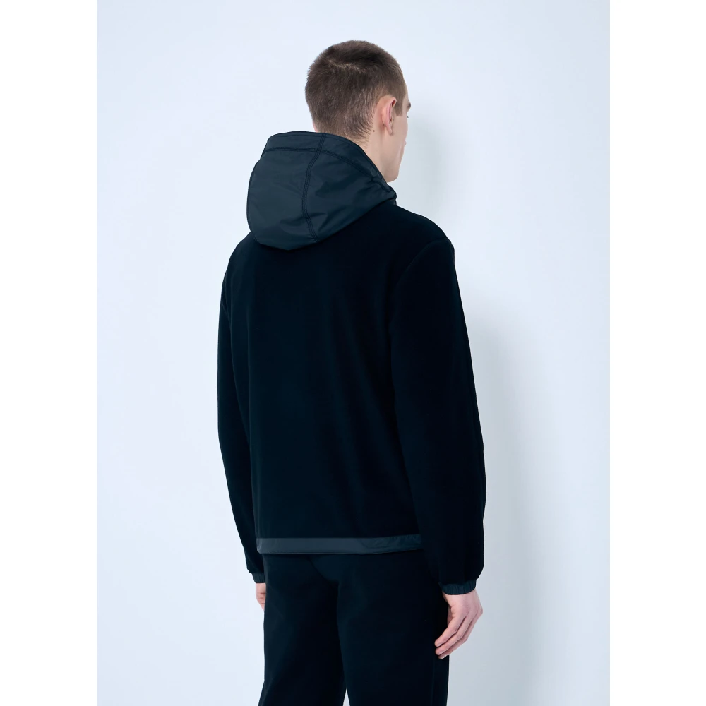 Moncler Fleece Zip-Up Vest met Capuchon Black Heren