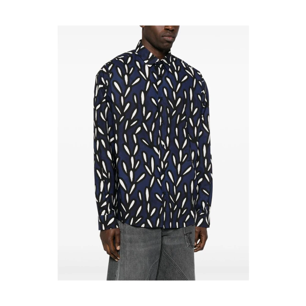 Jacquemus Grafische Print Oxford Blauw Overhemd Blue Heren