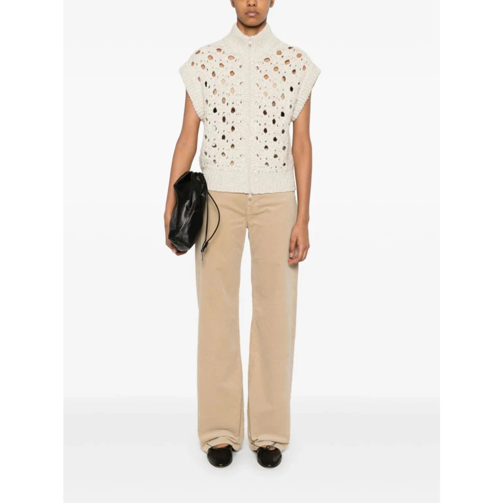 BRUNELLO CUCINELLI Kasjmier Paillet Cardigan Sweater Beige Dames