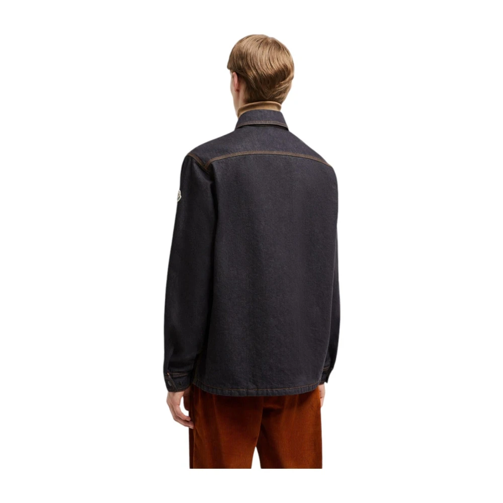 Moncler Donkerblauwe Denim Shirt met Regenwerende Voering Blue Heren