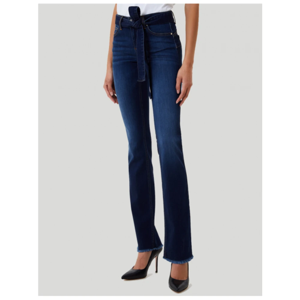 Liu Jo Flare Cut Raw Denim Jeans met Franje Zoom Blue Dames