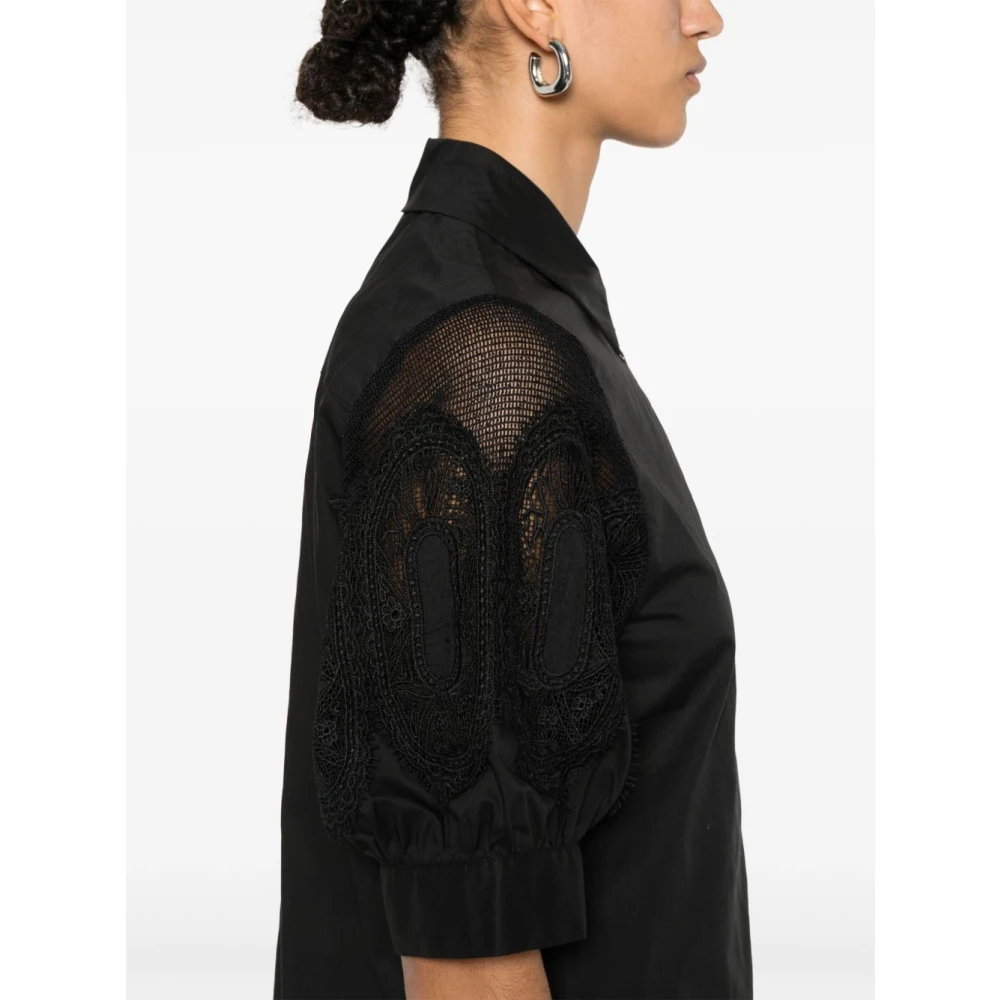 Ermanno Scervino Zwarte knoopjurk met zakken Black Dames