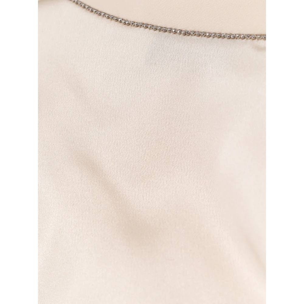 BRUNELLO CUCINELLI Zijden Top met Monili Detail Beige Dames