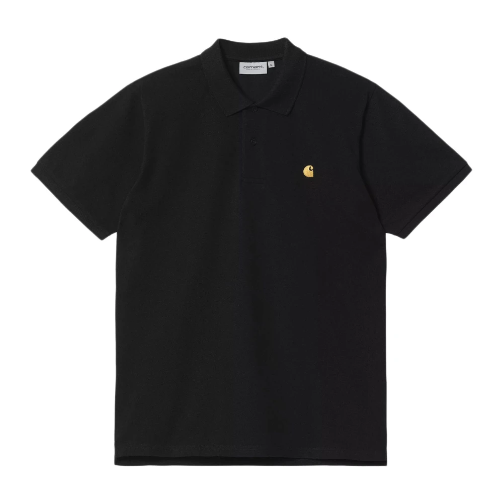 Carhartt WIP Zwart Piqué Polo Klassieke Kraag Logo Black Heren