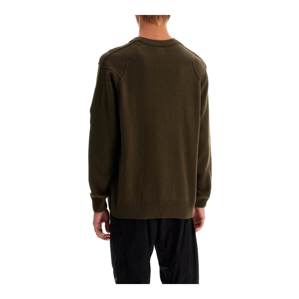 C.P. Company Omgekeerd Gestikte Crewneck Pullover Green Heren