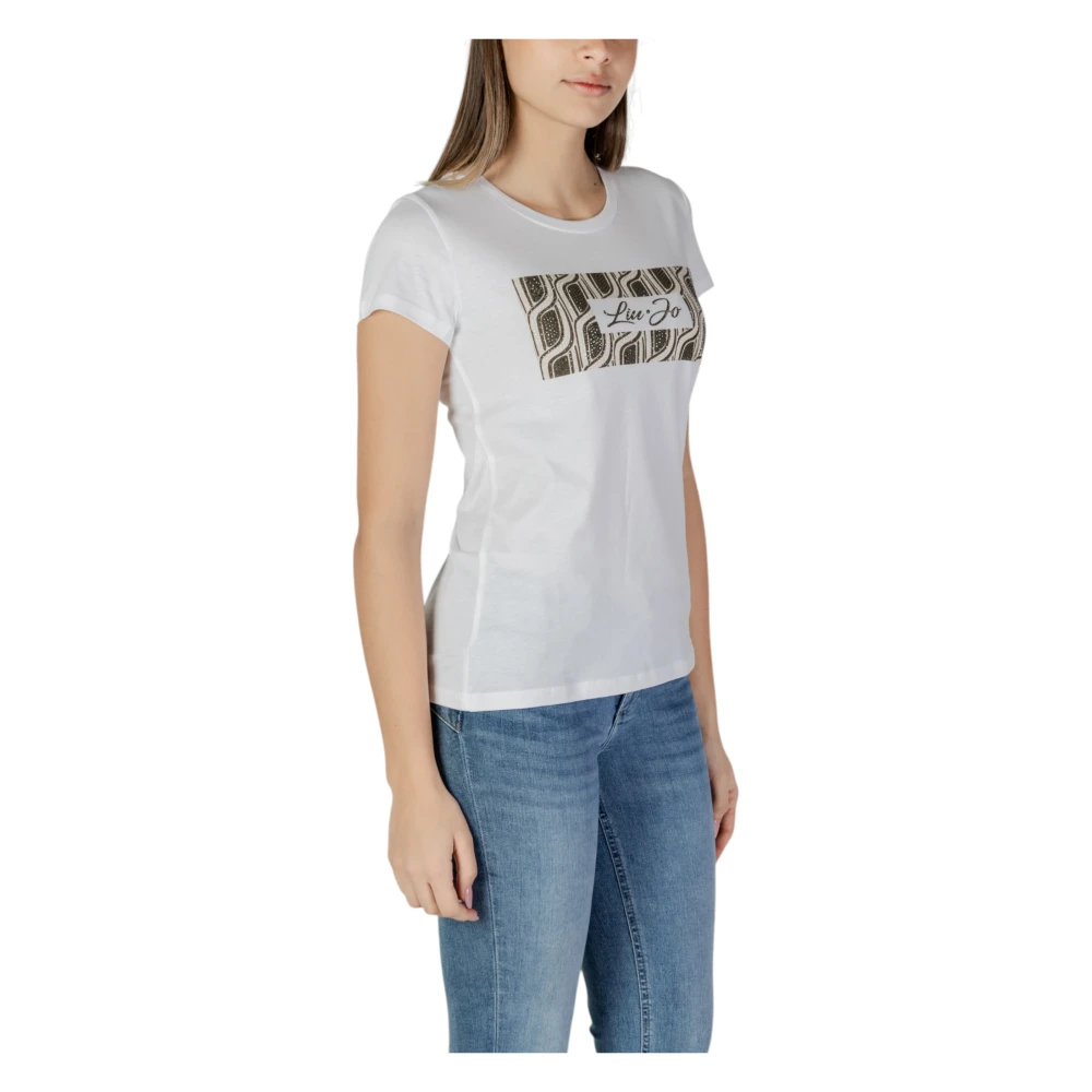 Liu Jo Korte mouw katoenen T-shirt collectie White Dames