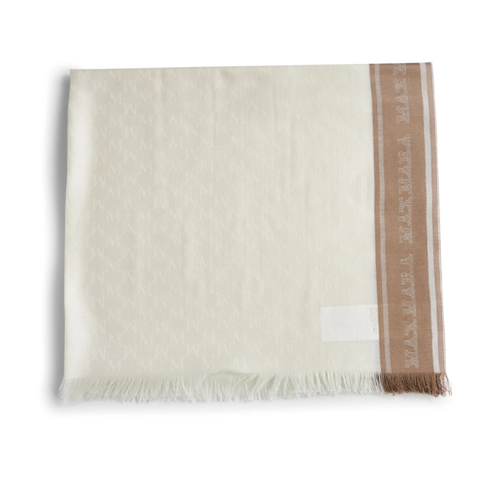 Max Mara Women's Beige Scarves, One Size, Jacquard Scarf With Fringed Edges