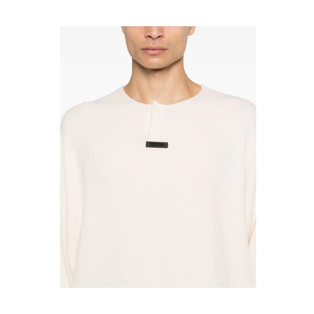 Fear Of God Witte Wafel Gebreide Henley Sweater Beige Heren