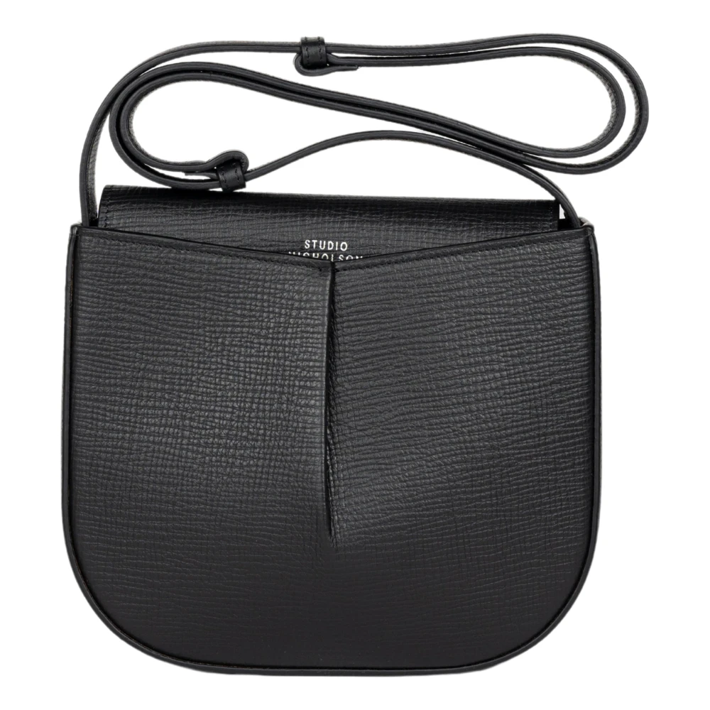 Studio Nicholson Zwarte Geplooide Leren Schoudertas Black Dames