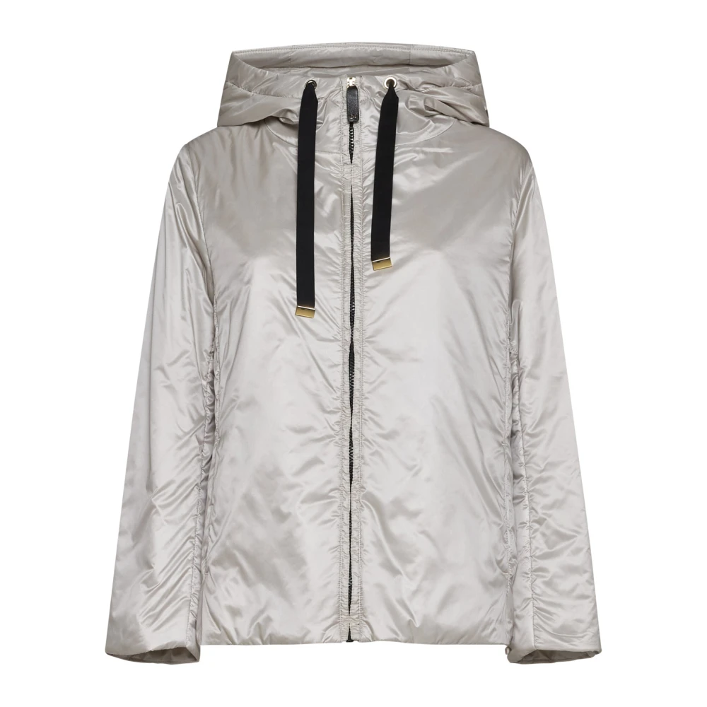 Max Mara IJs Grijs Gewatteerd Nylon Kort Jack Gray Dames