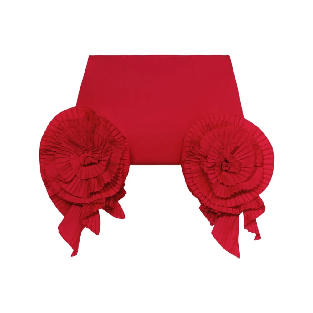 Blumarine Short Taffeta Skirt With 3D Roses - Female - Short Skirts - Red - Xs - Skirts