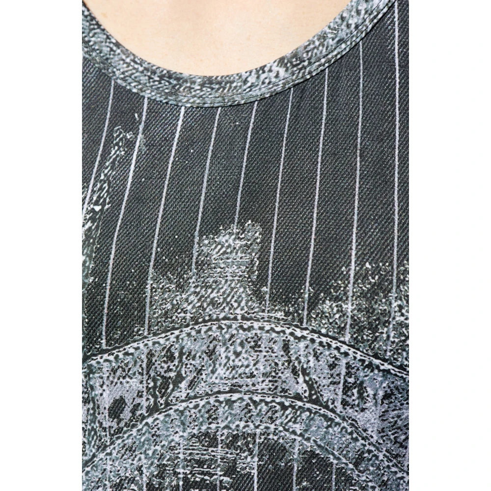 Diesel Top met print T-Stripe Gray Dames