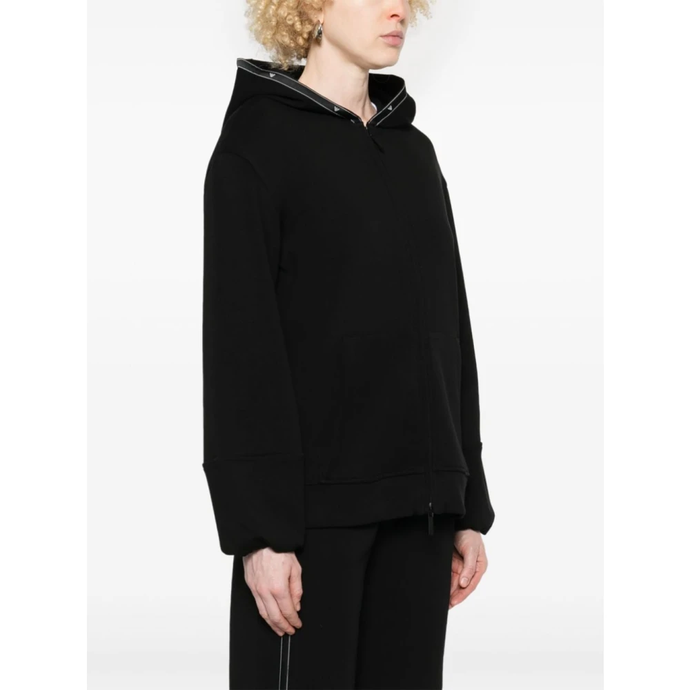 Emporio Armani Zwarte Sweater met Ritssluiting en Capuchon Black Dames