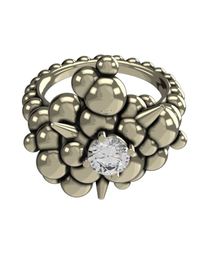 bague-avec-des-spheres-de-perles-pointues-et-un-diamant-en-or