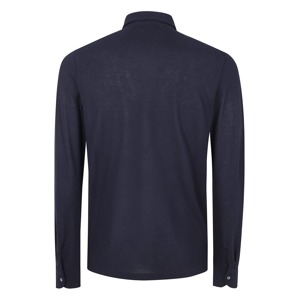 Zanone Klassieke Polo Shirt met Lange Mouwen Blue Heren