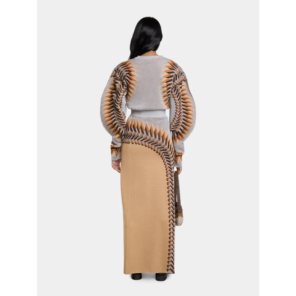 Paco Rabanne Lurex Lange Rok Geometrisch Ontwerp Multicolor Dames