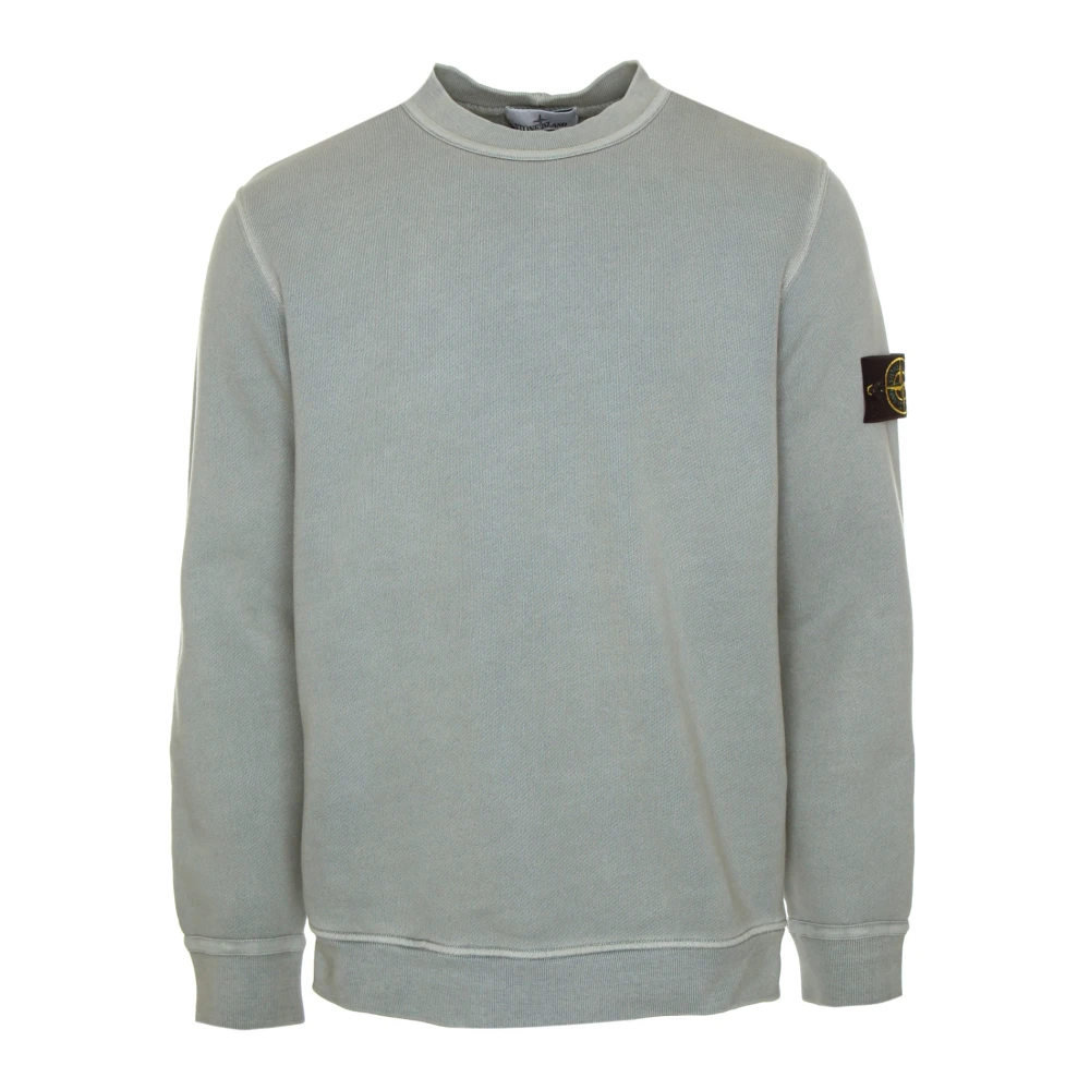 Stone Island Diagonaal Geweven Sweatshirt met Ronde Hals Gray Heren