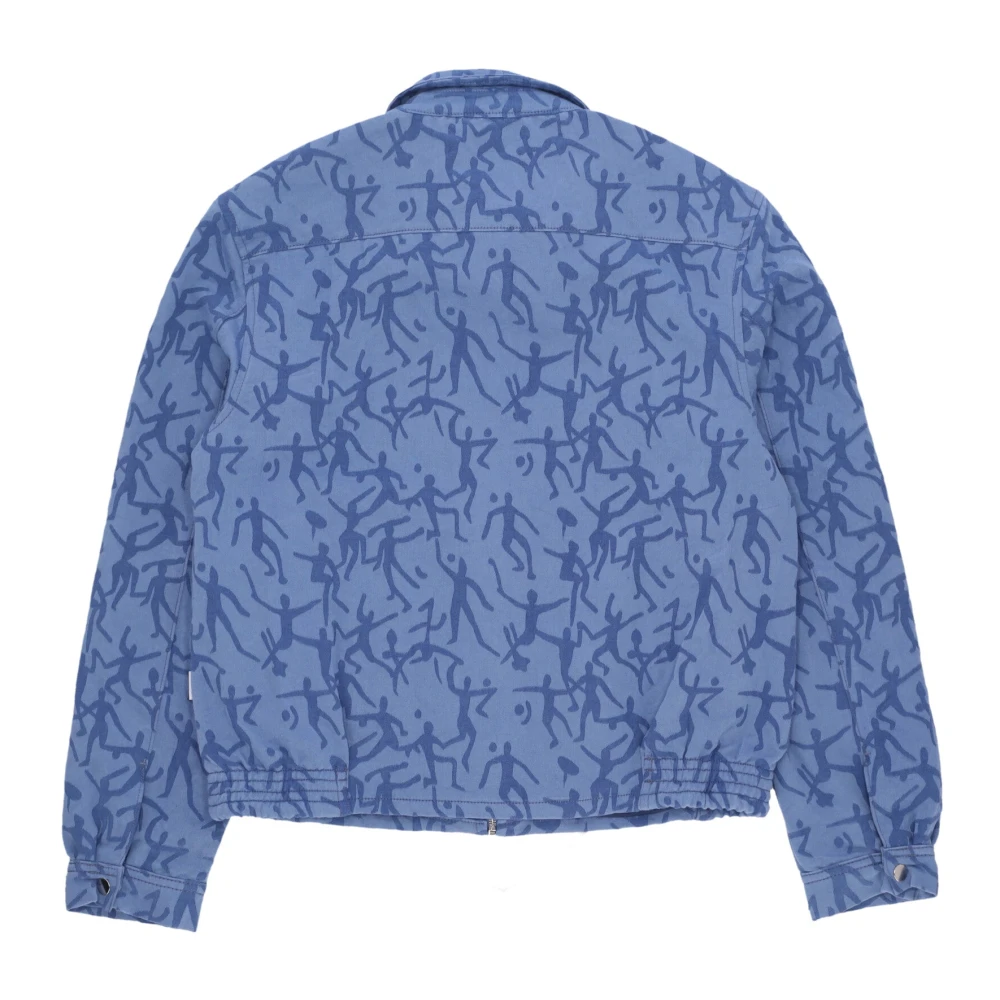 Arte Antwerp Blauwe Allover Jas Lichtgewicht Elastische Manchetten Blue Heren