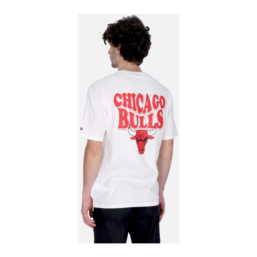 new era Chicago Bulls Script Tee Wit Rood White Heren