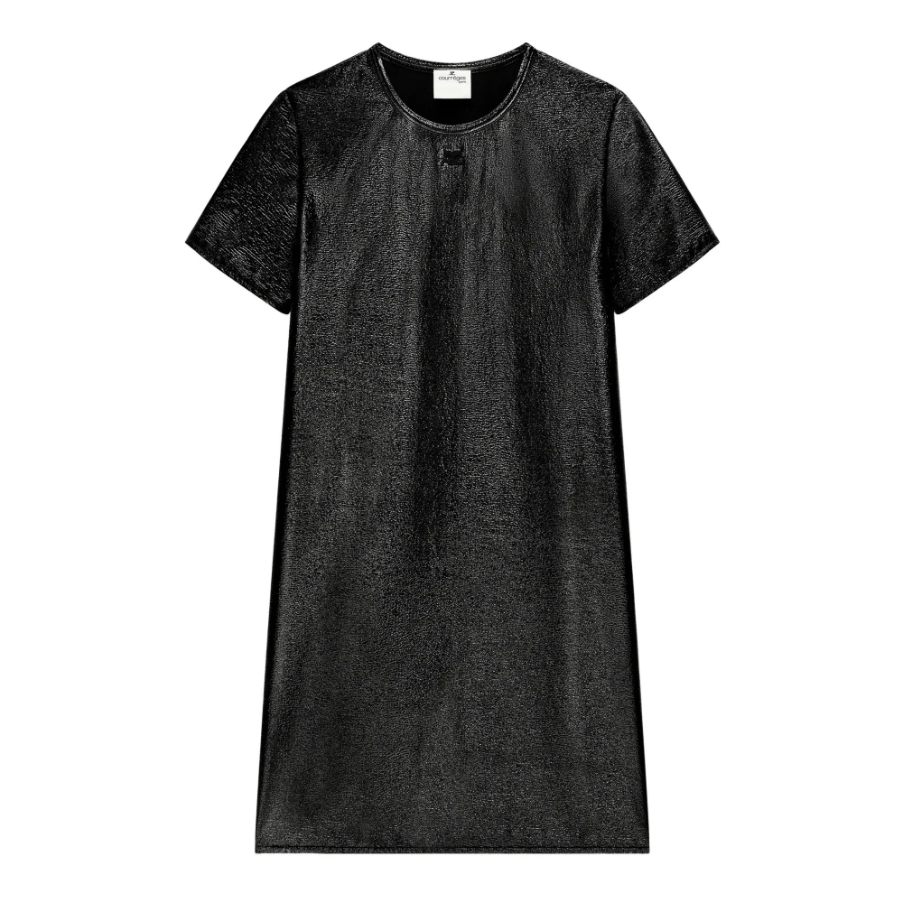 Courrèges Donna Nero Abito Mini In Vinile - Immagine 2
