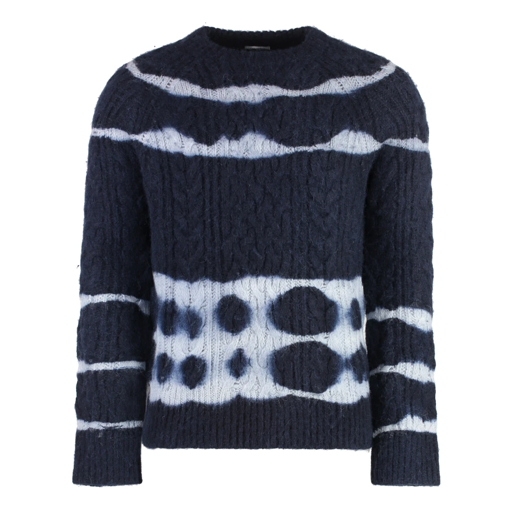 Malo Geribbelde crew-neck alpaca trui Blue Heren