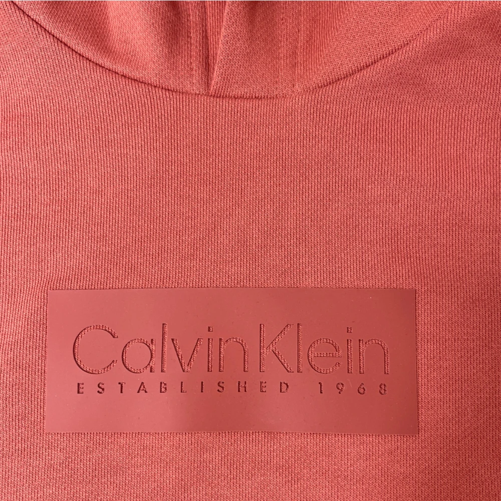 Calvin Klein Verhoogd Rubber Logo Heren Hoodie Terracotta Oranje Orange Heren