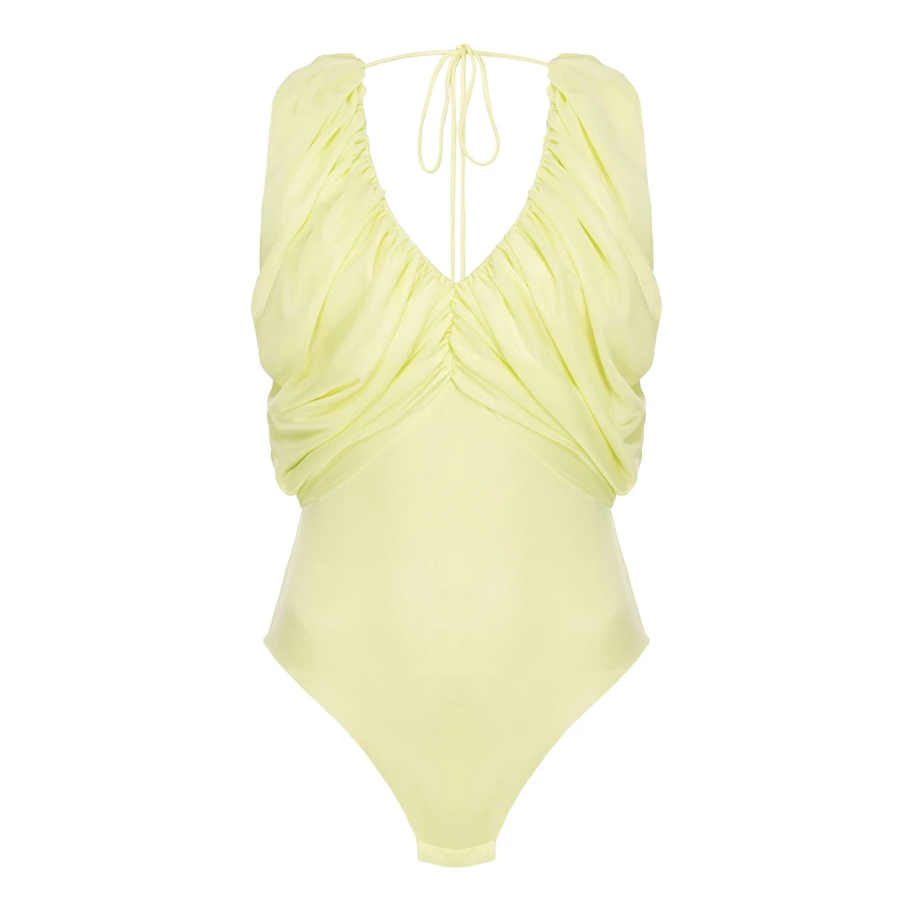 Pinko Gele V-hals Bodysuit Yellow Dames