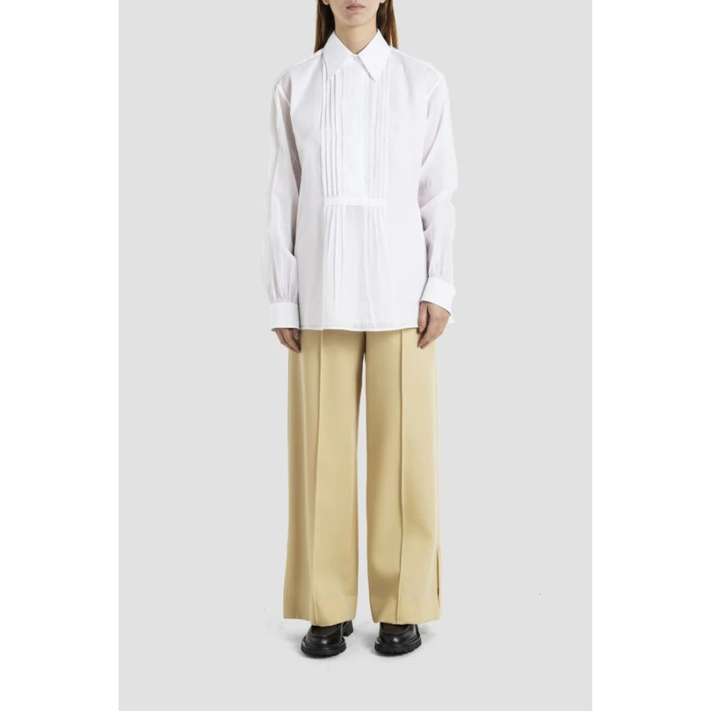 Jil Sander Witte Katoenen Overhemd met Slabbetje White Dames