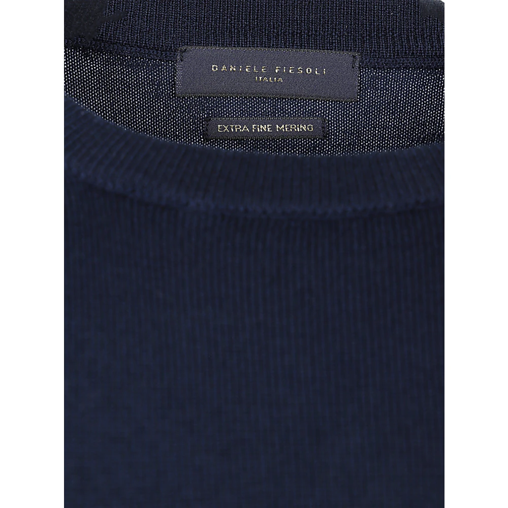 Daniele Fiesoli Merino Wol Kraagloze Trui Blue Heren