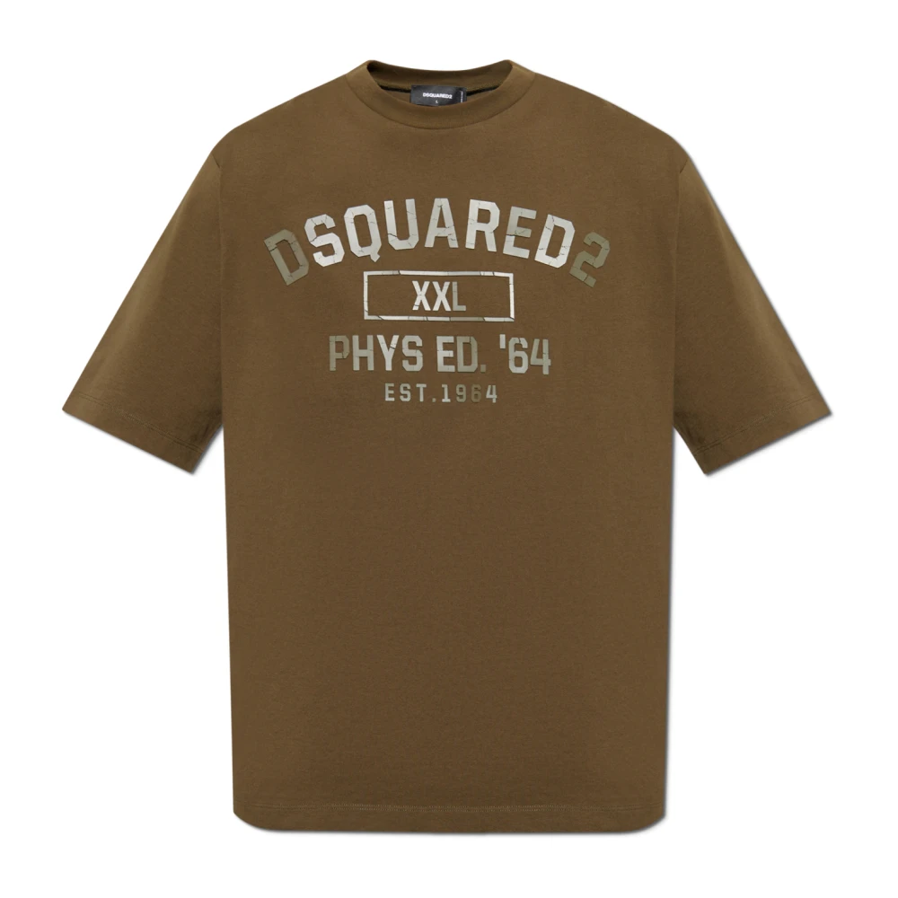 Dsquared2 T-shirt met logo en rubberen afwerking Green Heren