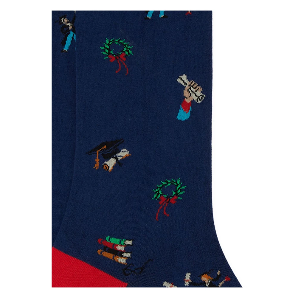 Gallo Italiaanse Geborduurde Lange Katoenen Sokken Multicolor Dames