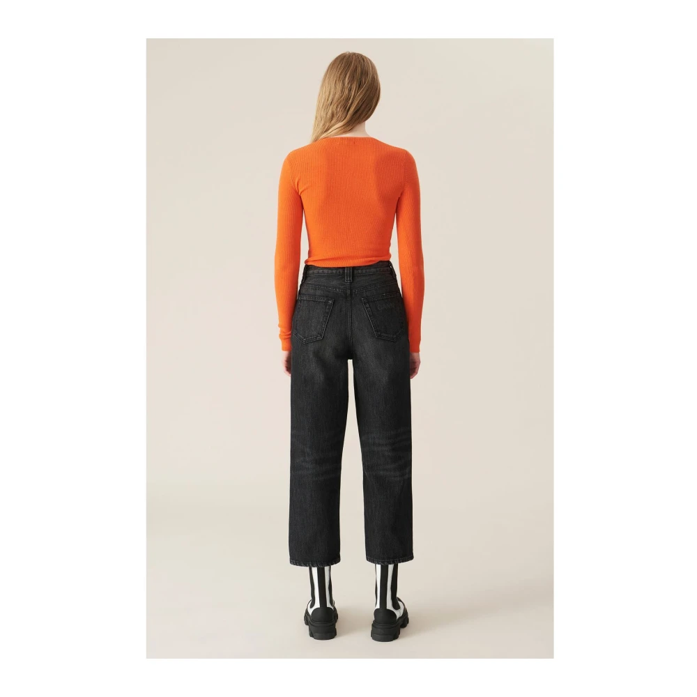 Ganni Oranje Merino Wol Blouse Orange Dames