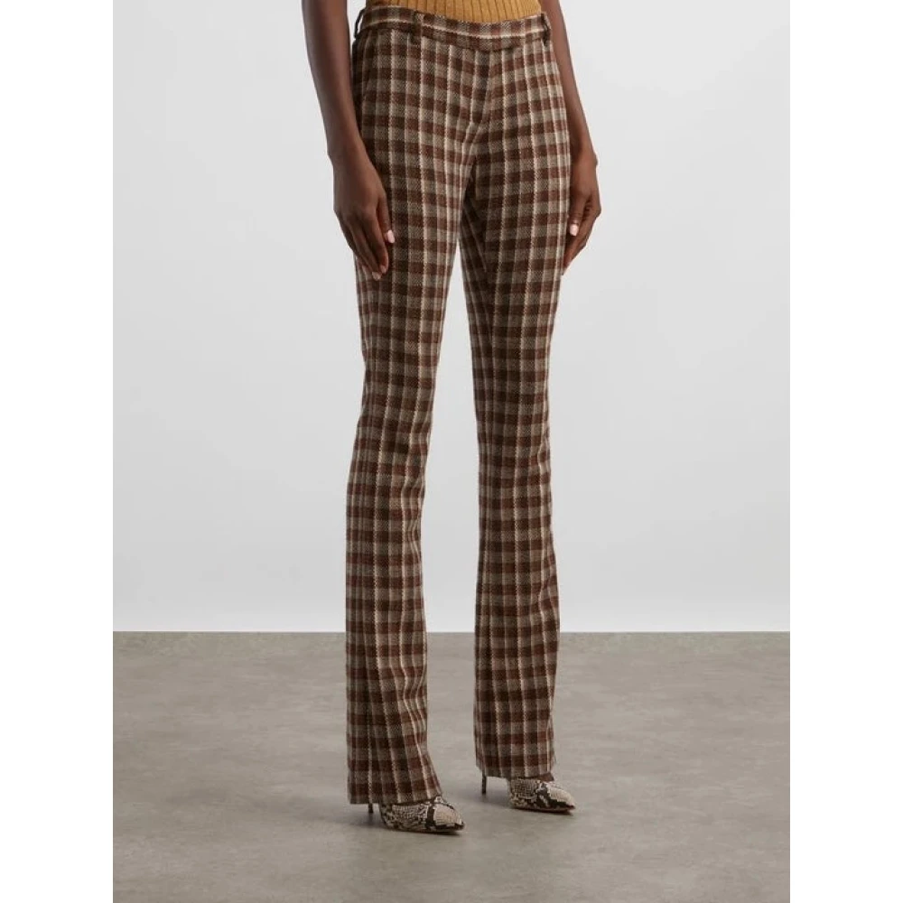 Acne Studios Beige Bruin Geruite Maatwerk Broek Brown Dames