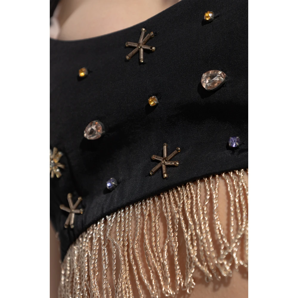 Forte Korte top met glinsterende applicaties Black Dames