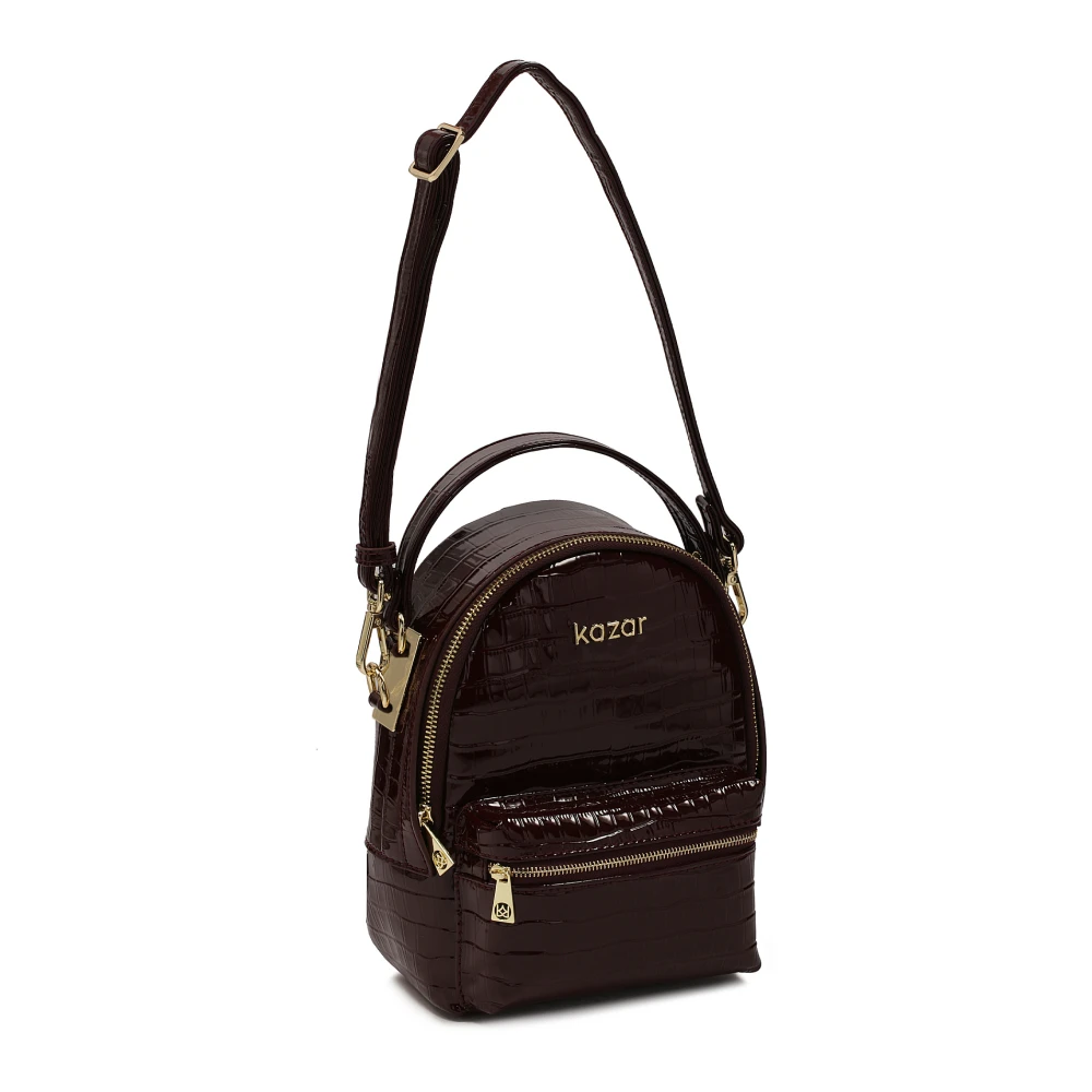 Kazar Maroon reliëflederen 2-in-1 rugzak Brown Dames