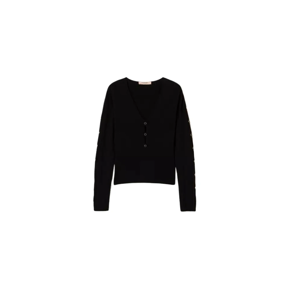 Twinset Trui met uitsparingen en studs Black Dames