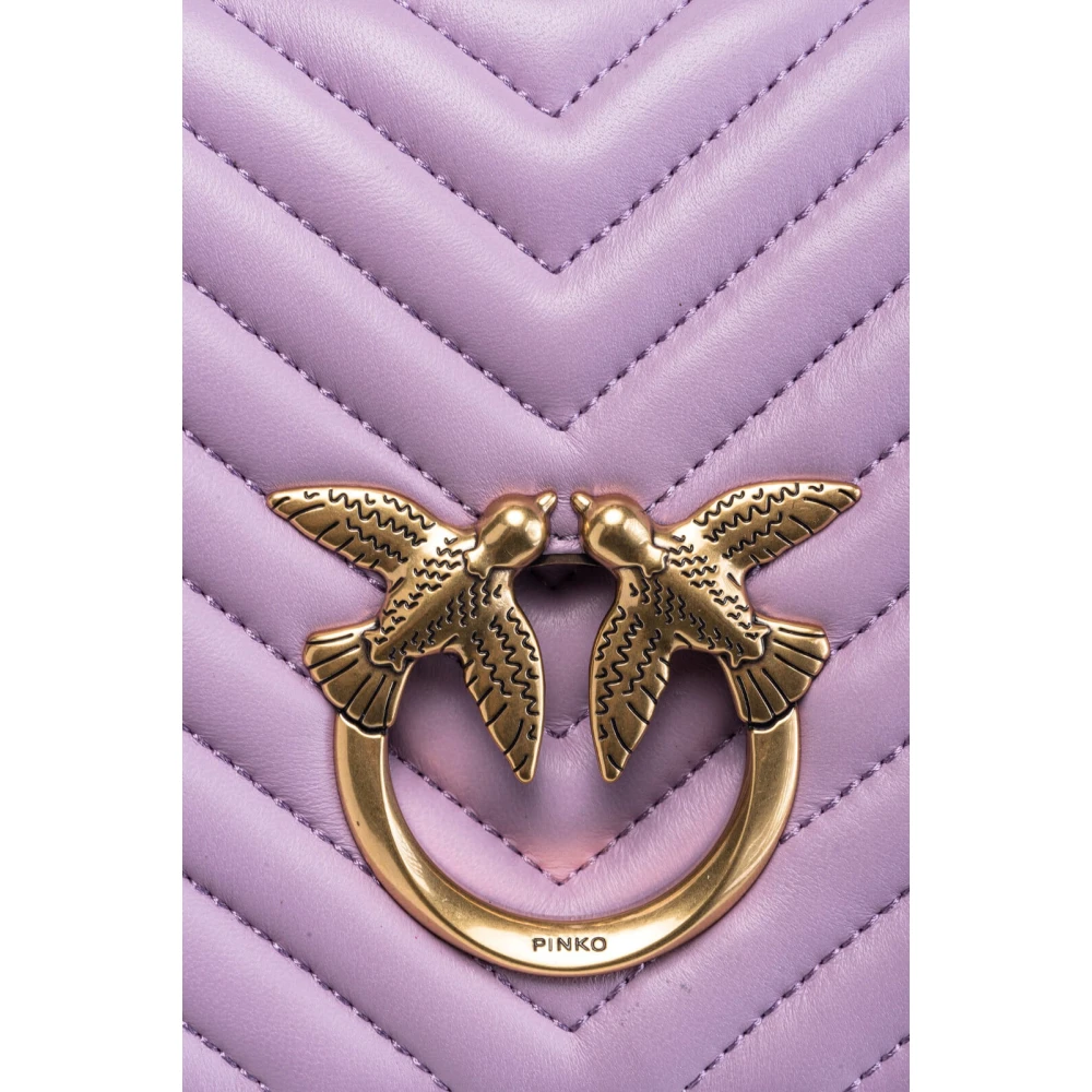 pinko Leren Schoudertas met Logo Purple Dames