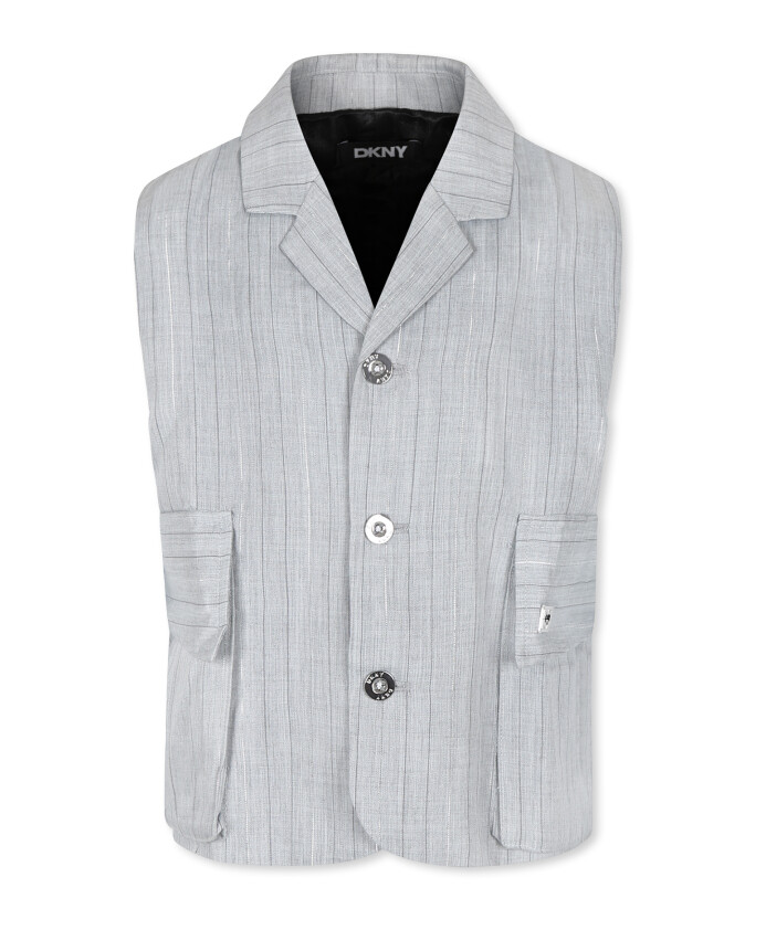 gilet-a-rayures-gris-avec-col-revers