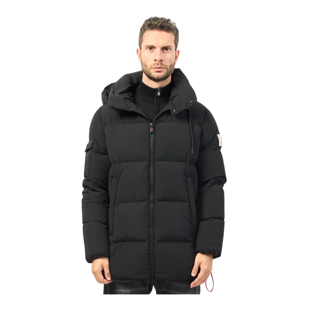 Afterlabel Zwarte Lange Donsjas met Capuchon Black Heren