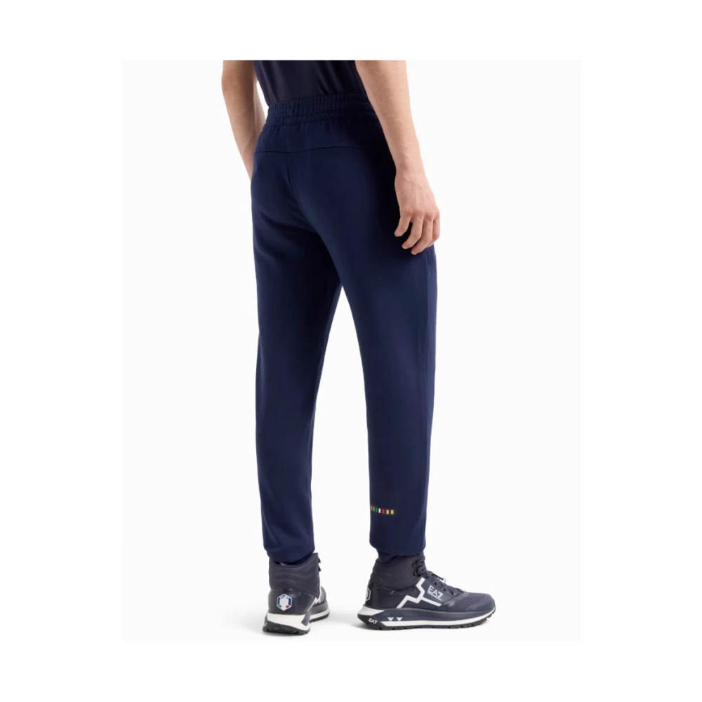 Emporio Armani EA7 Blauwe Elastische Taille Kleding met Logo Blue Heren