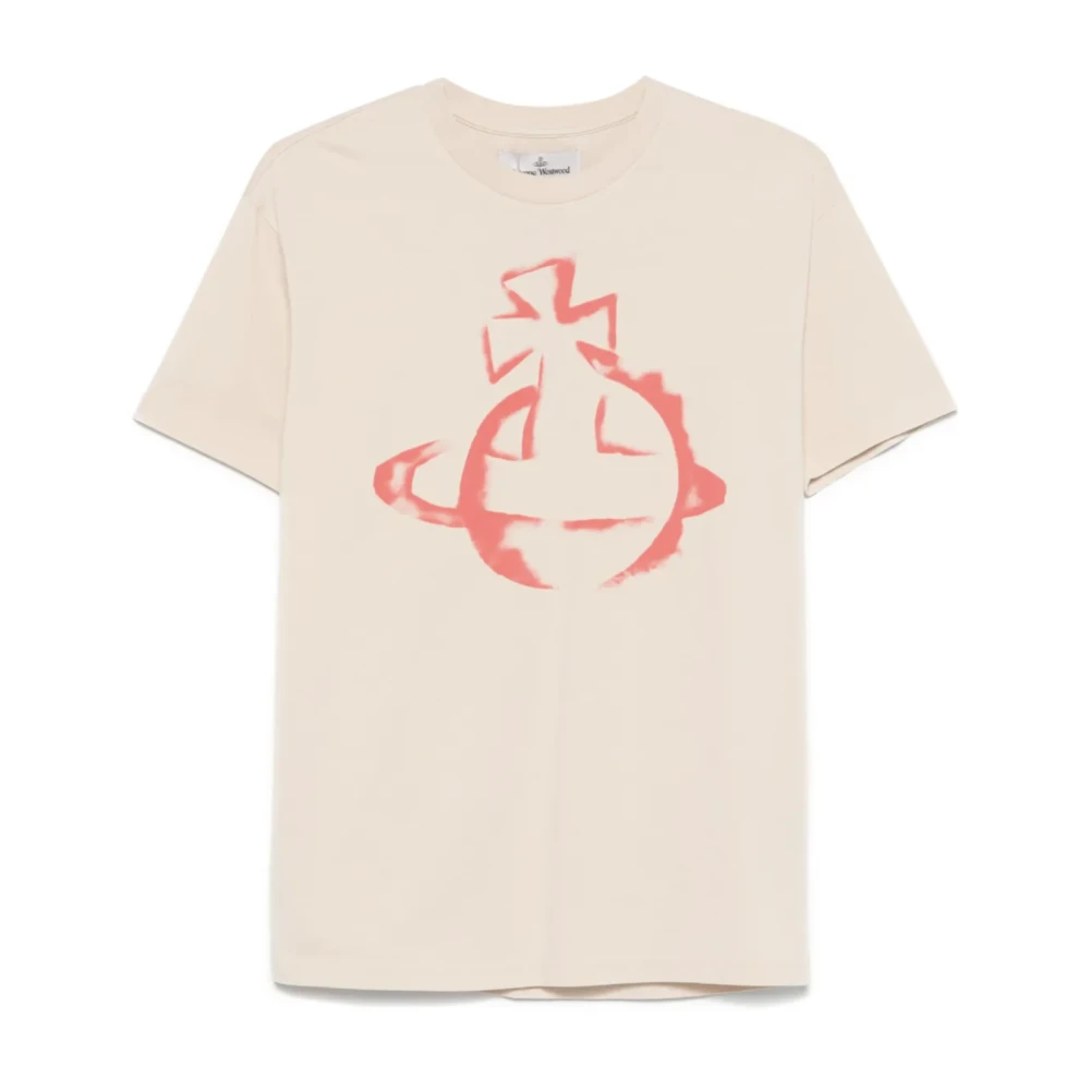 Vivienne Westwood Klassisk beige T-shirt med stencil orb Beige, Herr