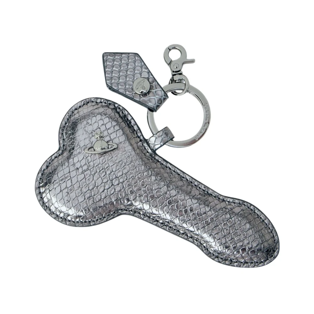 Vivienne Westwood Vrouw Grijs Accessoires Dames, One Size, Leer, Leather Keyring