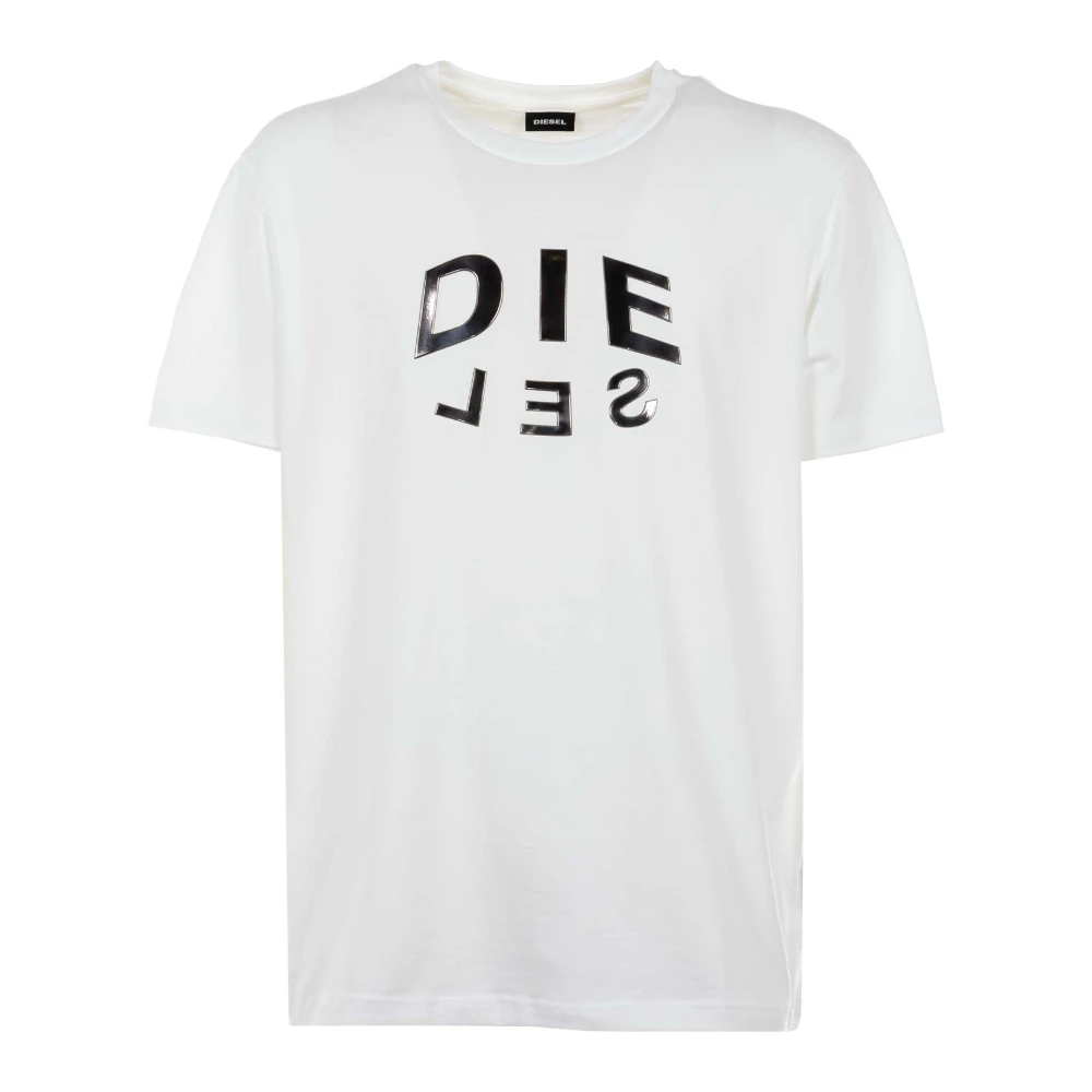 Diesel Wit Katoenen T-Shirt voor Mannen White Heren