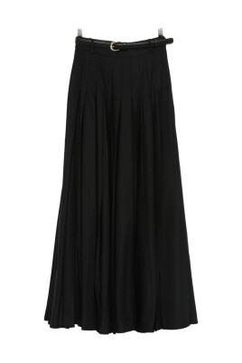 black-pleated-belted-midi-skirt