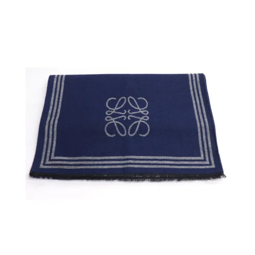 Loewe Pre-owned Wool scarves Blue Dames