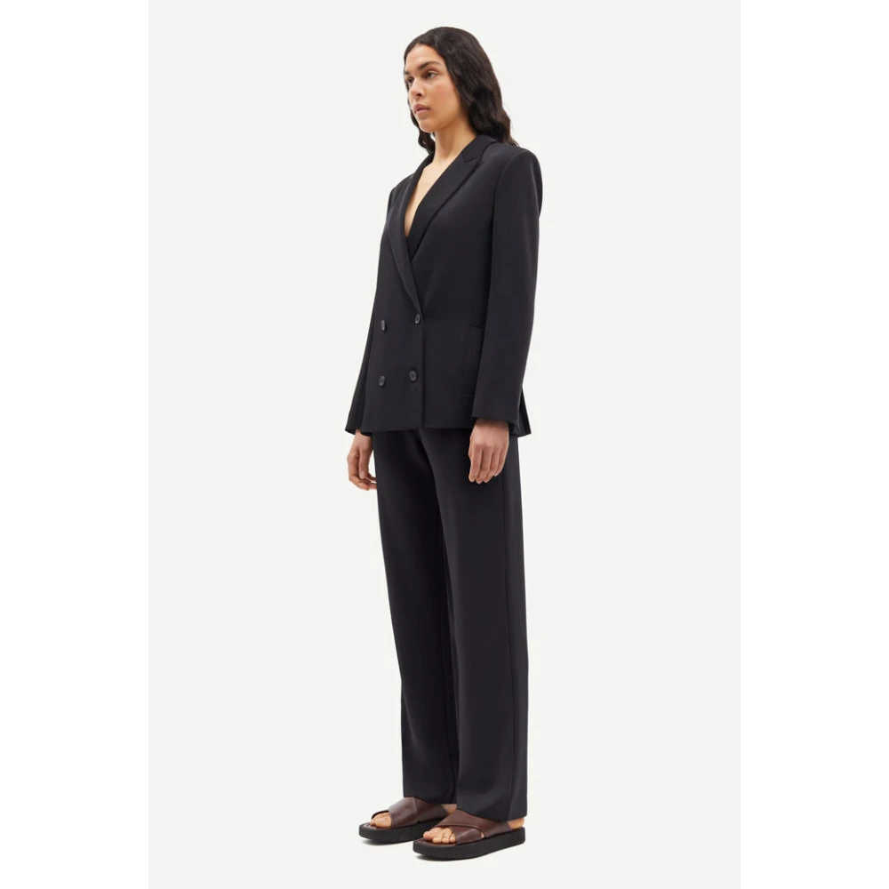 Samsøe Double Breasted Blazer met Reverskraag Black Dames