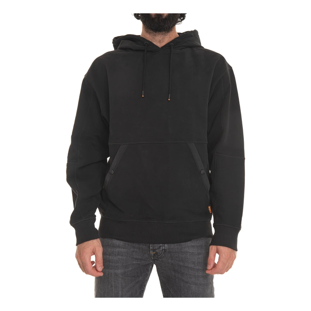 Boss Wenylonhood Sweatshirt met capuchon Black Heren