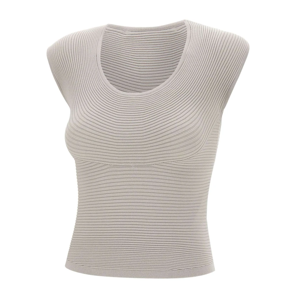 Remain Birger Christensen Taupe Ribgebreide Top Mouwloos Gray Dames