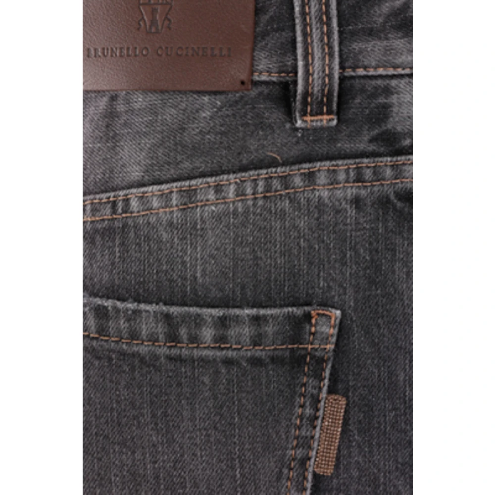 BRUNELLO CUCINELLI Grijze Loose-Fit Denim Jeans met Monile Detail Gray Dames