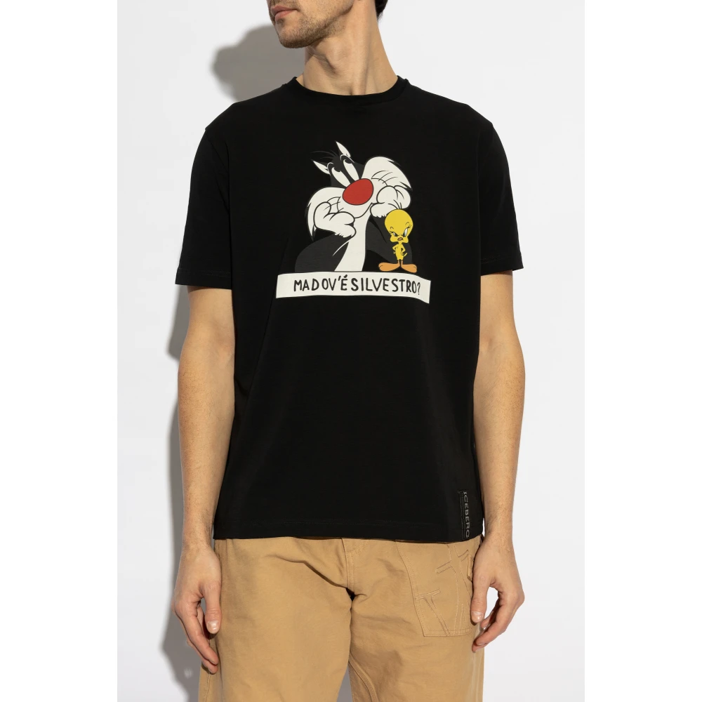 Iceberg T-shirt met print Black Heren